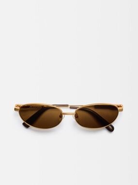 Jacquemus Alba Oval Matte Gold Metal Sunglasses